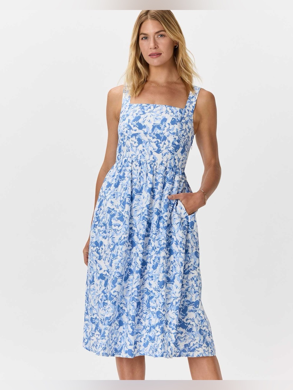 Quince European Linen Fit & Flare Midi Dress